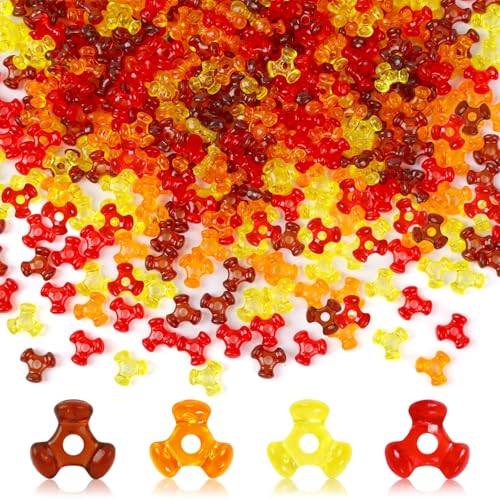 UPINS Fall Tri Beads - 1200pcs Autumn Thanksgiving Color Tri Beads Kit for Crafts, Wreaths, Candy Canes & Holiday Tree Decorations - color: Transparent Yellow Orange Brown Red