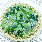 Jmassyang 8mm Briolette Rondelle Faceted AB Crystal Glass Beads for Jewelry Making Bracelets Necklaces Earrings (Green Mixed, 250pcs) - color: Green Mixed, size: 6x8mm