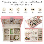 Homeanda Jewelry box 2 layer Jewelry box Leather Jewelry boxes for Women Girls Teens Jewelry organizer box Jewelry Storage box with lock(Pink) - color: Pink