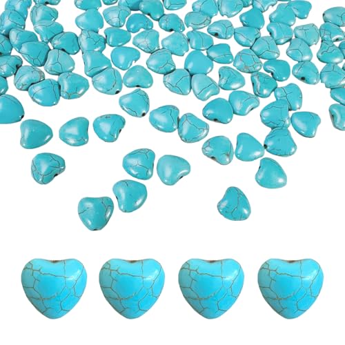 Turquoise Love Beads for Jewelry Making 200pcs 12mm Natural Semi-Precious Gemstone Loose Space Beads for Bracelets, Necklaces, Earring, DIY Handmade Crafts, Healing Stone Gifts, Garland Deco - color: Turquoise Heart 12mm