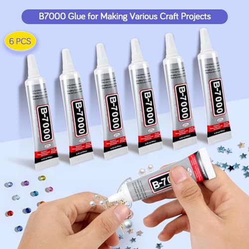FITTDYHE 6PCS Jewelry Glue - 15ML/0.5fl oz Clear DIY Craft Glue for Rhinestones, Waterproof Strong Bond Adhesive for Phone Repair, Nail Art, Shoes, Fabric, Metal, Glass - color: 6PCS 15ML