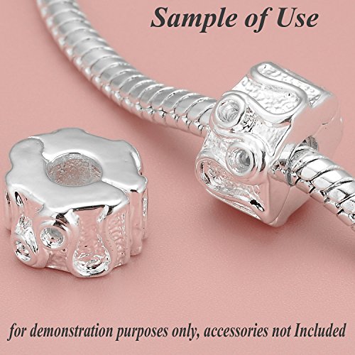 RUBYCA 5pcs 7.5" White Silver Plated Clasp European Snake Chain Charm Bracelet fit Charm Beads DIY - color: White Silver, size: 19 CM