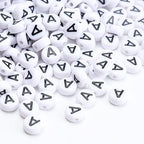 100Pcs Letter Beads - 4x7mm White Round Acrylic Alphabet Beads for Jewelry Making DIY Bracelets, Necklaces & Key Chains - color: A 100Pcs