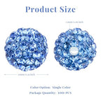 100Pcs 10mm Light Blue Rhinestone Beads for Jewelry Making, Shiny Round Disco Ball Sparkly Beads Bulk with 10-Grid Storage Box for DIY Baseball Necklaces Shamballa Bracelets - color: Light Blue