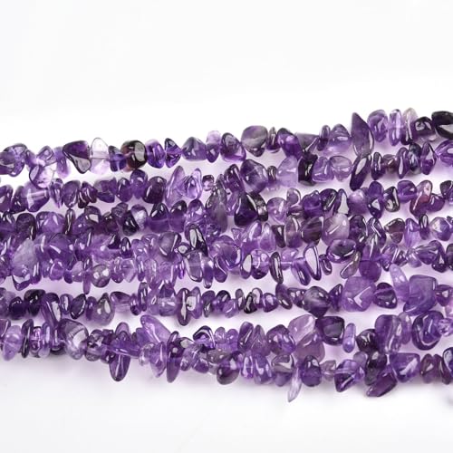 Genuine Amethyst Chip Beads 5-8mm Irregular Shaped Tumbled Chips Stone Loose Bead for Jewelry Making 1 Strand 32" - color: Amethyst