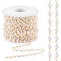 Lainballow 49Ft 3mm Pearl Beads Chain Faux Pearl Beads for Crafts Pearls Garland with Gold Plated Stainless Steel Link Chain Artificial Pearls Chain Trim for Bracelet Necklace Wedding Christmas Party