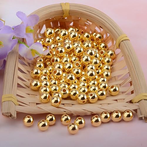 Laopottbeads 900 Pcs Gold 6MM Beads for Jewelry Making Round Beads DIY Kit for Bracelets, Earrings, Necklaces & Anklets - color: Golden, size: 6 mm, 900 pcs