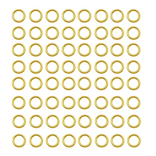 200 pcs Gold Plated Stainless Steel Split Rings Jump Rings Connector Rings for Jewelry Making Necklaces Bracelet Earrings Keychain DIY Craft (13299-Gold, 6mm) - size: 6mm