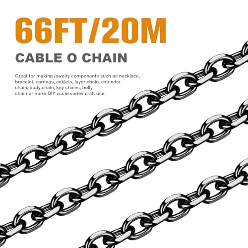 66 Feet Black Rolo Cable Chain Bulk, 1.5mm 304 Stainless Steel Gunmetal Black Diamond-Cut Oval Rolo Cable Link Chains Roll Spool for Jewelry Making - color: Gunmetal Black, size: 1.5mm width