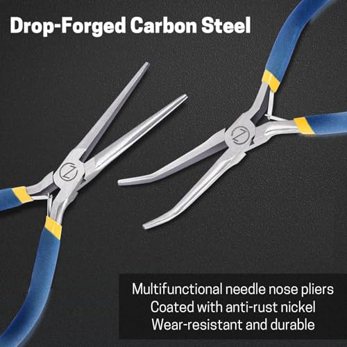 VISEMAN 6" Mini Needle Nose Pliers with Comfort Grip Handles, Long Nose Pliers for Handmade Craft, 45 Degree Bent - style: 45-Degree Bent