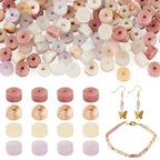 Beadthoven 200Pcs 4mm Flat Disc Gemstone Beads 4 Styles Rhodonite Red Netstone Natural Lepidolite Pink Aventurine Beads Natural Stone Heishi Crystal Spacers for DIY Jewelry Making Bracelets Necklace - color: Flat Disc-Pink, size: 4mm