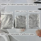 1000pcs 6mm 7mm 8mm Stainless Steel Jump Rings Connector O Rings Accessories for Bracelet Necklace Earrings Lanyard Keychain DIY Craft Jewelry Making Supplies - size: 6/7/8mm