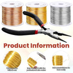 3 Rolls 20 Gauge Wire for Jewelry Making with Pliers, Tarnish Resistant Copper Beading Wire, Bendable Metal Wires for Crafts, DIY Craft Making, 22m per Roll, Gold/Silver/KC Gold