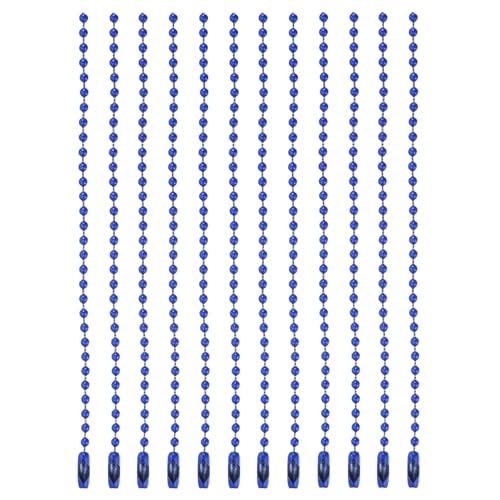 MECCANIXITY Ball Bead Chain Beaded Necklace Chains 5 Inch Adjustable Metal Ball Chains 2.4mm/0.1inch Keychain for Jewelry Making,DIY Craft Projects,Pack of 12(Blue) - color: Blue