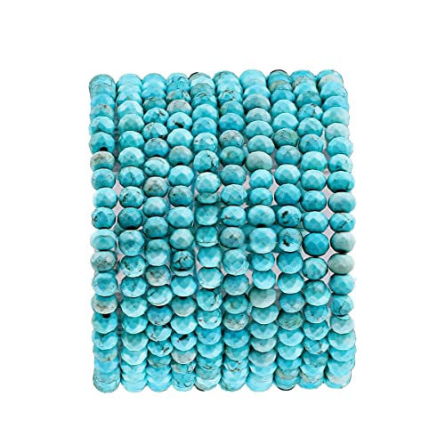 BEADIA Natural Blue Turquoise Beads 4x2mm 120pcs Faceted Rondelle Loose Semi Gemstone Beads for Jewelry Making Design - color: Blue Turquoise