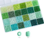 Green Colors 3mm Seed Beads, 5200Pcs Glass Seed Beads Kit with Storage Box for DIY Necklace Bracelet Crafts - color: Green