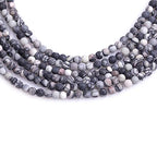 4mm Matte Natural Black Web Picasso Jasper, 15 Inch Strand 95 Beads, Frosted Round Stone Gemstone Spacer Beads for Jewelry Making Bracelet Necklace Earrings - color: Black Web Webbed, size: 4mm