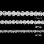 6mm 128pc Clear Crackle Quartz Smooth Round Gemstone DIY Beads for Jewelry Making - size: 6mm