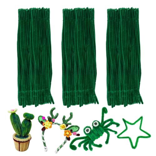 Green Pipe Cleaners,200pcs Chenille Stems,Craft Pipe Cleaners,Green Chenille Stems,Set of Bulk Craft Supplies for DIY Flowers,Arts,Crafts,Decorations,Toys for Ages 5-7 - color: Christmas Green