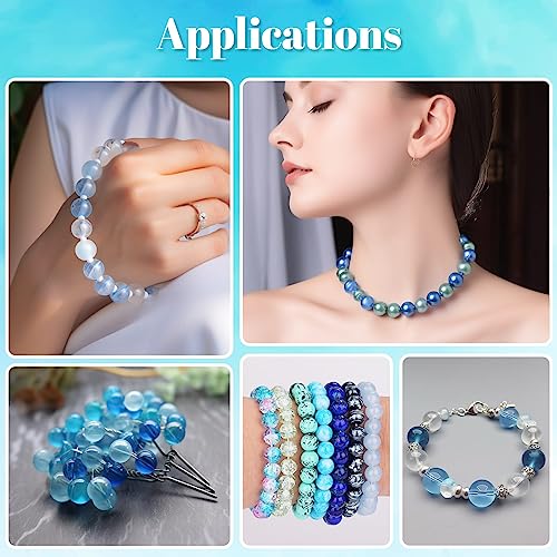 PAXCOO 720pcs Glass Beads for Jewelry Making 8mm, 24 Colors Bead Bracelet Making Kit Blue Round Loose Beads for Bracelet Earring Necklace Jewelry Making Supplies - color: Blue