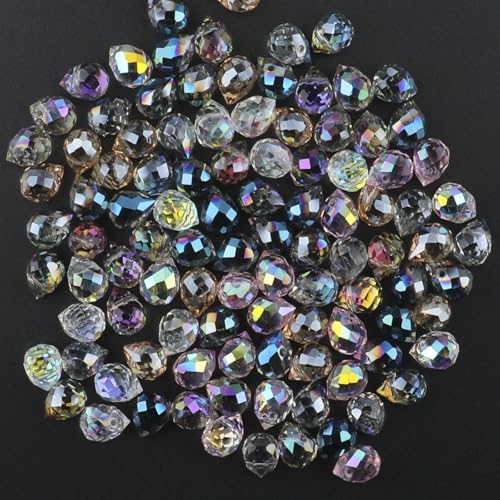 100Pcs Crystal Beads 8x10mm,Shiny Teardrop Shape Crystal Glass Beads,Faceted Crystal Beads Bulk for Jewelry Making,Necklace Bracelet Earring Phone Charms Strap DIY Craft(Mixed Colors) - color: Mixed Colors