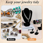 4 Pcs Velvet Jewelry Display Set Velvet Necklace Bust Holder Bracelet Organizer Ring Finger Jewelry Holder Organizer for Vendors Selling Trade Show Retail Home Decor (Black)