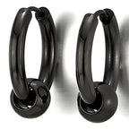 Stainless Steel Circle Beads Huggie Hinged Hoop Earrings for Men Women, 2pc - color: Black, size: Diameter:16MM