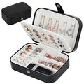 jiemei Jewelry Box, Travel Jewelry Organizer Cases with Doubel Layer for Women’s Necklace Earrings Rings and Travel Accessories (Black02) - color: Black02