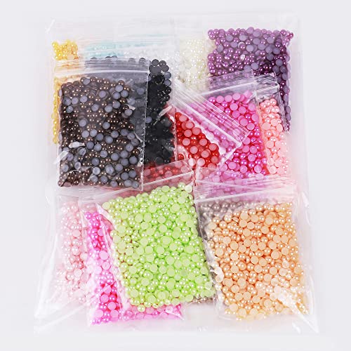9000pcs 4mm Half Round Pearl Beads Mixed 15 Colors Cabochon Flatback Gem DIY Scrapbooking Shoes Phone Nail Art Making Crafts Material - size: 4mm 9000pcs