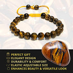 ANAYA AGATE Energy Protection Crystal Handmade Adjustable Bead Bracelet Perfect for Men, Women’s Christmas Gift - Gemstone Healing Stretch Bracelet Pulsera Para Hombre Mujer Stocking Stuffer - color: Tiger Eye AAA
