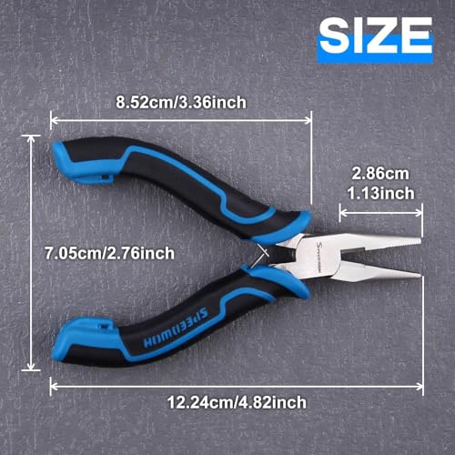 SPEEDWOX 5-Inch Mini Chain Nose Pliers for Jewelry Making Long Nose Pliers with Teeth Small Jewelry Plier with Cutter Serrated Jaws Needle-Nose Plier for Bending Wire Handcraft Work in Tight Areas - style: Long Nose Pliers