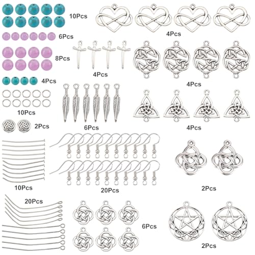 SUNNYCLUE 1 Box DIY Make 10 Pairs Knot with Beads Earring Making Kit Including Heart Infinity Knot Charms Turquoise Beads Jade Bead for Beginners DIY Earring Jewellery Making Crafts - color: Celtic Knot Earrings 5