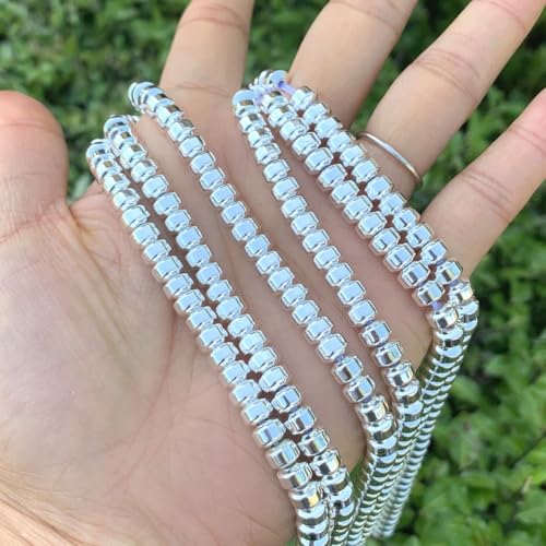 300pcs Adabele Grade A Natural Hematite Silver Plated Healing Gemstone 6mm x 4mm Round Rondelle Loose Beads Gem Stone Spacer for DIY Craft Jewelry Making GFC8-2 - color: Silver Plated Hematite, size: 6x4mm (300pcs/3 Strands)