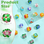 Ornaland 20 Pcs Round Flower Lampwork Glass Beads for Jewelry Making Bulk Bumpy Round Flower Handmade Spacer Beads for Jewelry Making Bracelets Earrings Necklaces DIY Crafts