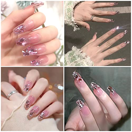qiipii 3080Pcs Pink Nail Rhinestones 120 Multi Shapes Flatback Rhinestones Big Gems +2960 Light Pink Round Beads K9 Glass Stones Diamonds jewels Crystals for Nails Faces Eyes Makeup Clothes Crafts DIY - color: Pink, size: A Set