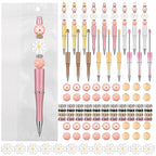 Colarr 24 Sets Plastic Beadable Pens DIY Pens Making Kit Assorted Wood Beads Crystal Spacer Black Ink Ballpoint for Women Crafts Office Family Gifts(Cute Daisy) - style: Cute Daisy