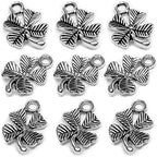 Heather's cf Four Leaf Clover Silver Leaf Beads 100-150 Pcs Leaves Craft Antique Leaf Charms for Crafting Leaf Pendant Charm for Necklace Bracelet Earring Making Fall Leaf Beads Set - color: Silver Clover