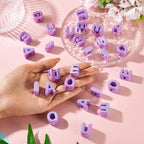 Cheriswelry 50Pcs Acrylic Letter Beads European Large Hole Bracelet Bead Vowel Alphabet Loose Spacer Beads 20.5x8mm for DIY Jewelry Making Keychain Necklace Lanyard Making Accessory Hole:6mm - color: Purple