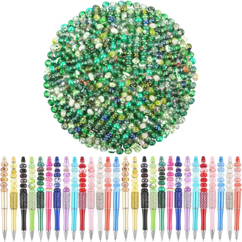 Large Hole European Beads for Pens - 100 Pieces Dark Green Assorted Fairy Wand Garden Lampwork Craft Spacer for DIY Bracelet Necklace Decoration Jewelry Making Supplies - color: Dark Green, size: 100 Pcs
