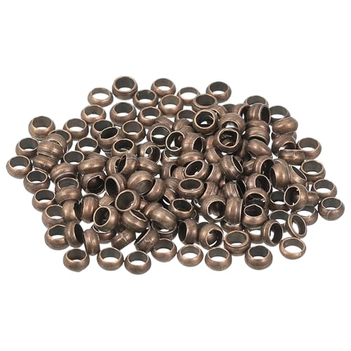 uxcell 200Pcs Round Crimp Beads, 3.5mm Metal Spacer Loose Beads Metal Clamp Ends Tiny Stoppers Bead for Bracelet Jewelry Making Craft DIY, Red Bronze - color: Red Bronze, size: 3.5mm