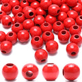 240Pcs Red Wood Beads 16mm for Craft Large Hole Wood Beads Hole: 6mm - color: Red