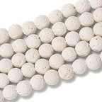 Natural Gemstone Loose Beads Smooth Round Approxi 15 inch DIY Bracelet Necklace for Jewelry Making (6mm, White Lava) - color: White Lava, size: 6mm