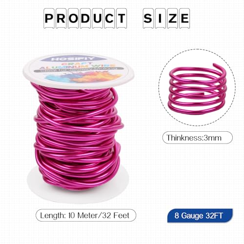 8 Gauge Aluminum Craft Wire, 3mm Jewelry Wire for Jewelry Making Supplies and DIY Metal Craft Art (Rose Purple, 32 Feet) - color: Rose Purple, size: 8Gauge 32FT