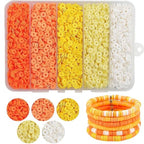 3500Pcs Yellow Clay Beads for Bracelets Making 6mm Heishi Polymer Clay Bead, Flat Round Disc for Jewelry Making Yellow Bead Making Kit - color: Yellow