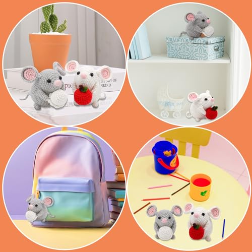 Kogyxe Beginners Crochet Kit, Amigurumi Crocheting Animals Kits w Step-by-Step Video Tutorials, Crochet Starter Kit Knitting Starter Pack for Adults Beginners, 2 Hamster Family (40%+ Yarn Content) - size: Hamster Family