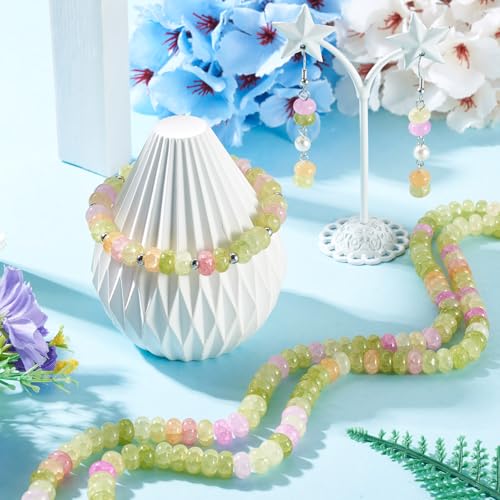 About 155~159pcs/strand Rondelle Glass Beads Imitation Gemstones Loose Spacer Beads for Jewelry Making Bracelet Necklace Earring DIY Crafts, 8x5mm, Light Green - color: Light Green