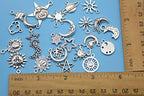Mixed Moon and Star Charms Pendants Necklace Earrings Bracelet Charms DIY for Crafting, Jewelry Making Accessory - color: Silver 50pcs