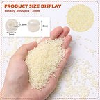 5000pcs 3mm 8/0 Yellow Beige Glass Round Craft Beads with Tweezers - color: Yellow Beige, size: 3mm