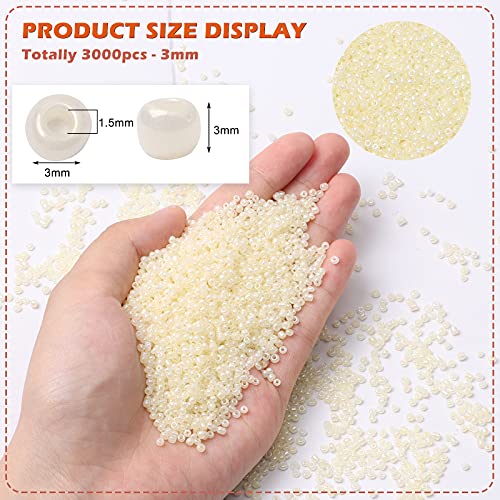 5000pcs 3mm 8/0 Yellow Beige Glass Round Craft Beads with Tweezers - color: Yellow Beige, size: 3mm