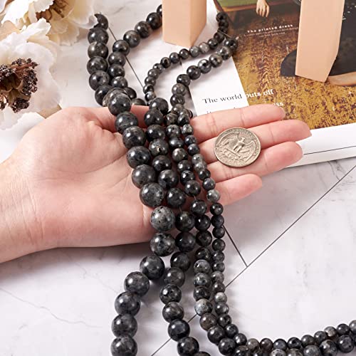 Craftdady 4 Strands Natural Gemstone Beads 6-12mm Undyed Black Labradorite Round Beads Loose Energy Healing Power Stone Beads for DIY Bracelets Necklaces Earrings Jewelry Crafts, About 178pcs - color: Black Labradorite